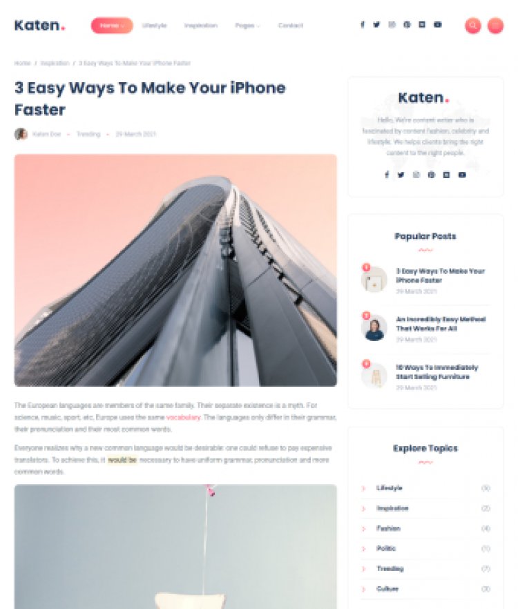 Katen - HTML Template cho Tạp chí & Blog cá nhân